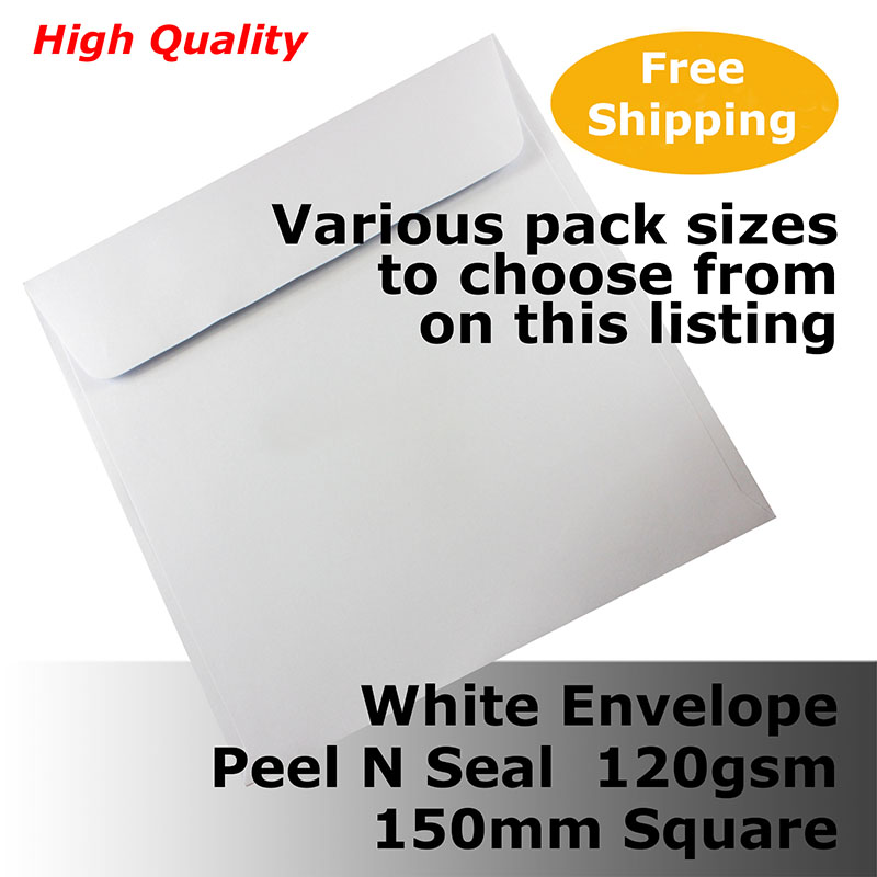 E45CX Plain HQ High Quality White Envelopes 150x150mm Square 120gsm Wallet Shape Peel N Seal