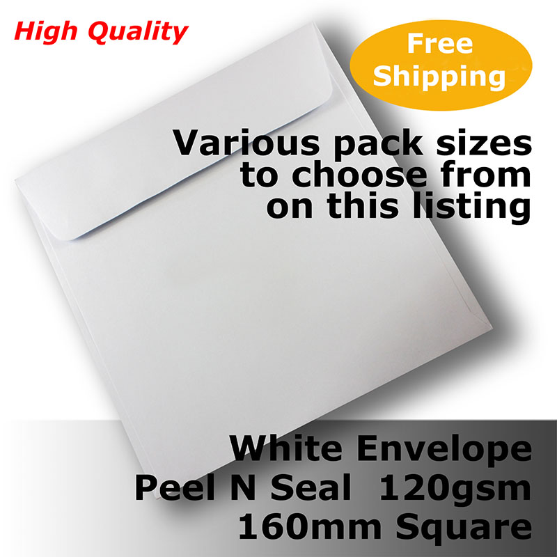 E50CX Plain HQ High Quality White Envelopes 160x160mm Square 120gsm Wallet Peel N Seal