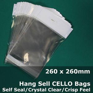 #PH260260 - 260x260mm Hang Sell Crystal Clear Cello Bags