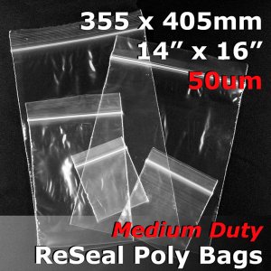 #RB51416 - 355x405mm (14\" x 16\") 50um ReSealable Poly Bag