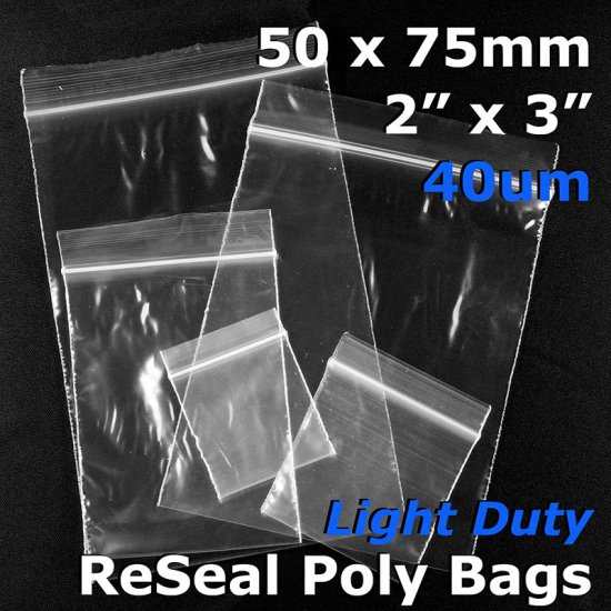 (image for) #RB423 - 50x75mm (2" x 3") 40um ReSealable Poly Bag