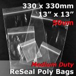 #RB51313 - 330x330mm (13" x 13") 50um ReSealable Poly Bag