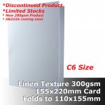 #H6022A - C6 Scored Cards Linen White Card 300gsm