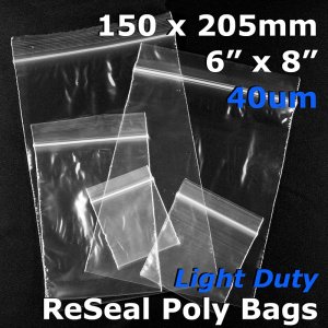 #RB468 - 150x205mm (6\" x 8\") 40um ReSealable Poly Bag
