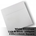E20BH - 110mm Square Plain White Envelope 100gsm WLnS