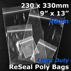 (image for) #RB4913 - 230x330mm (9" x 13") 40um ReSealable Poly Bag