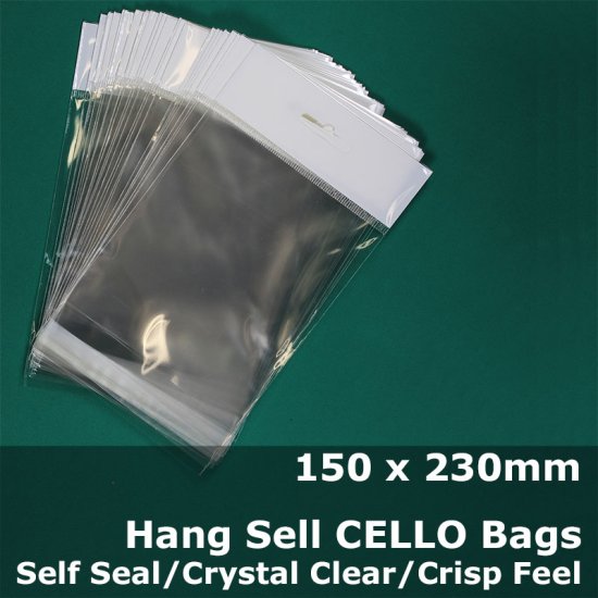 (image for) #PH150230 - 150x230mm Hang Sell Crystal Clear Cello Bags