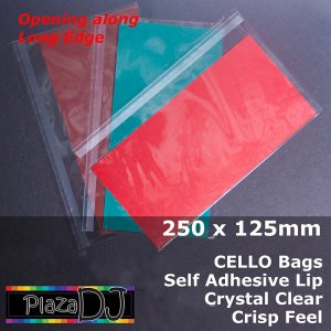 #PT250125 - 250x125mm (Open LE) Crystal Clear Cello Bags