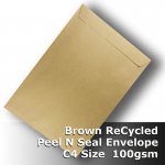 #S0779 ReCycled Brown "SECONDS" C4 Envelope 100gsm Pocket PnS