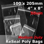 #RB548 - 100x205mm (4" x 8") 50um ReSealable Poly Bag