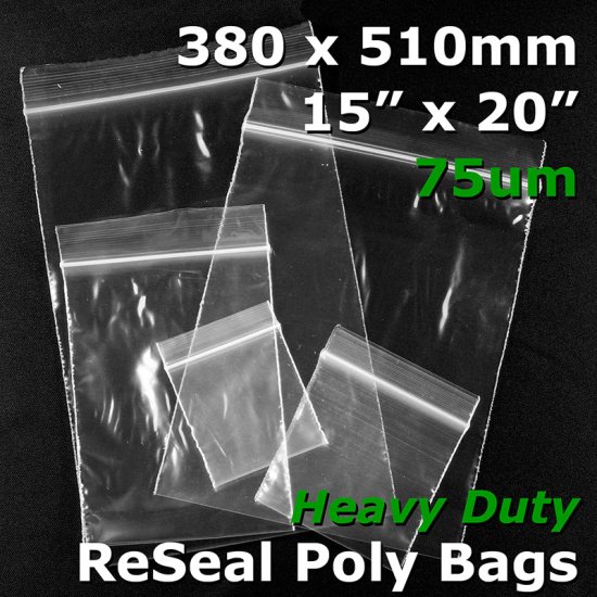 (image for) #RB71520 - 380x510mm (15" x 20") 75um ReSealable Poly Bag