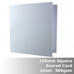 #H6043A - 155mm Square Scored Cards Linen White Card 300gsm