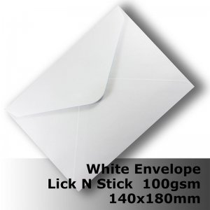 E42AH ** - 140 x 180mm White Envelope 100gsm BLnS