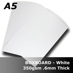 (image for) B3505 BoxBoard - White 350gsm/590ums A5 Card