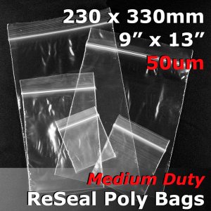 #RB5913 - 230x330mm (9\" x 13\") 50um ReSealable Poly Bag