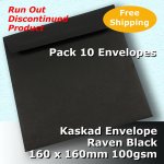 #N0276 - Kaskad Raven Black Envelope 100gsm 160mm Sq Size WLnS