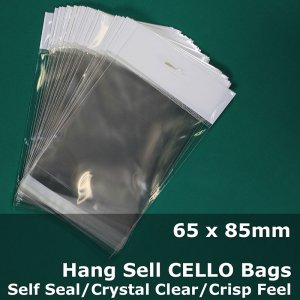 (image for) #PH6590 - 65x85mm Hang Sell Crystal Clear Cello Bags