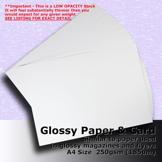 (image for) #L1408 - Coated Paper/Card Gloss Stock White 250gsm A4 Size