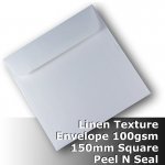 #H6074P - Linen Finish Envelope 100gsm 150mm Square Peel N Seal