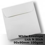 E15BH - 90mm Square Plain White Envelope 100gsm WLnS