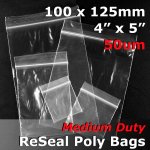 #RB545 - 100x125mm (4" x 5") 50um ReSealable Poly Bag