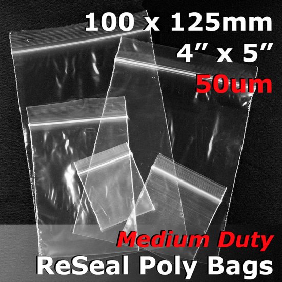 (image for) #RB545 - 100x125mm (4" x 5") 50um ReSealable Poly Bag