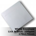 #E60BH - 170mm Square White Envelope 100gsm WLnS