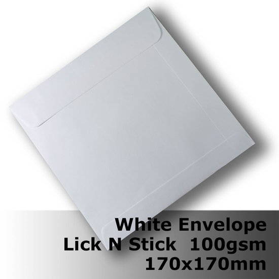 (image for) #E60BH - 170mm Square White Envelope 100gsm WLnS