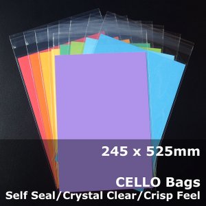 #PR245525 - 245x525mm Crystal Clear Cello Bags