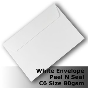 (image for) E24CA - C6 (114 x 162mm) White Envelope 80gsm WPnS