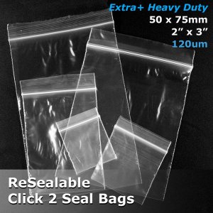 #RB023 - 50x75mm (2\" x 3\") 120um ReSealable Poly Bag