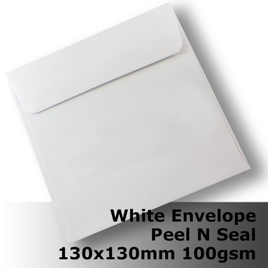 (image for) E35CE - 130mm Square White Envelope 100gsm WPnS