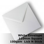 E20AK - 110mm Square Plain White Envelope 100gsm BLnS