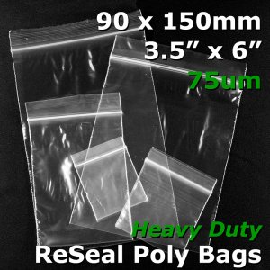 #RB7356 - 90x150mm (3.5\" x 6\") 75um ReSealable Poly Bag