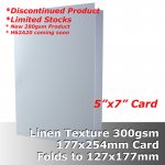 #H60A20 - 5x7" Scored Cards Linen White Card 300gsm