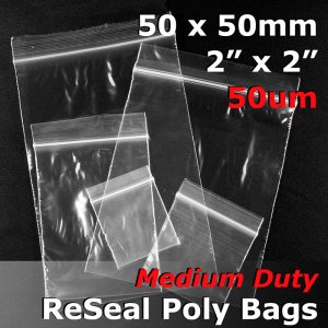 (image for) #RB522 - 50x50mm (2" x 2") 50um ReSealable Poly Bag