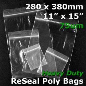 #RB71115 - 280x380mm (11\" x 15\") 75um ReSealable Poly Bag