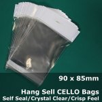 #PH9090 - 90x85mm Hang Sell Crystal Clear Cello Bags