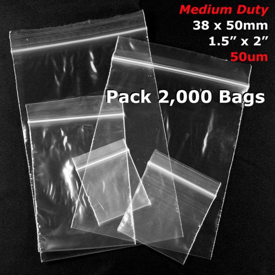 #RB5152 - 38x50mm (1.5" x 2") 50um ReSealable Poly Bag - Click Image to Close