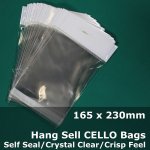 #PH165230 - 165x230mm Hang Sell Crystal Clear Cello Bags