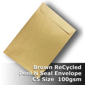 (image for) #S0772 ReCycled Brown C5 Envelopes 100gsm Wallet PnS