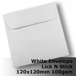 E30BH ** - 120mm Square White Envelope 100gsm WLnS