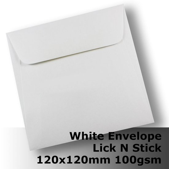 (image for) E30BH ** - 120mm Square White Envelope 100gsm WLnS