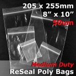 #RB5810 - 205x255mm (8" x 10") 50um ReSealable Poly Bag