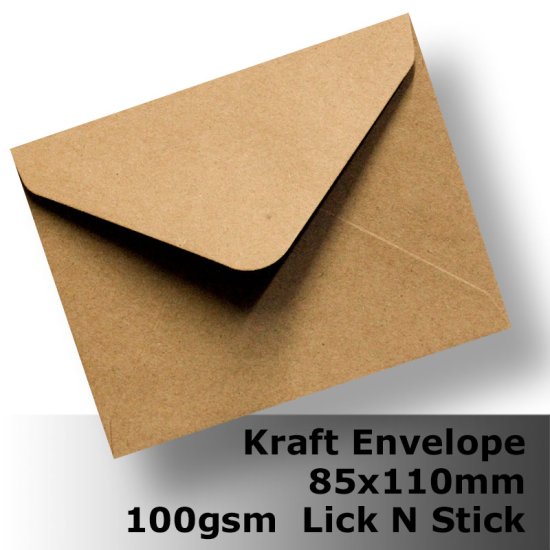 (image for) #S0287 KRAFT 85x110mm Envelope 100gsm BLnS