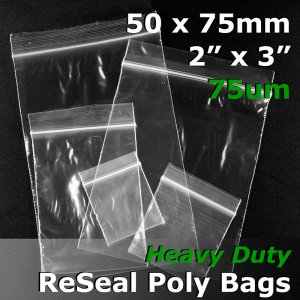 #RB723 - 50x75mm (2 x 3) 75um ReSealable Poly Bag [#RB723-100/109] - $0 ...