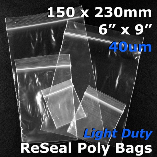 (image for) #RB469 - 150x230mm (6" x 9") 40um ReSealable Poly Bag