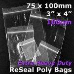 #RB934 - 75x100mm (3" x 4") 100um ReSealable Poly Bag