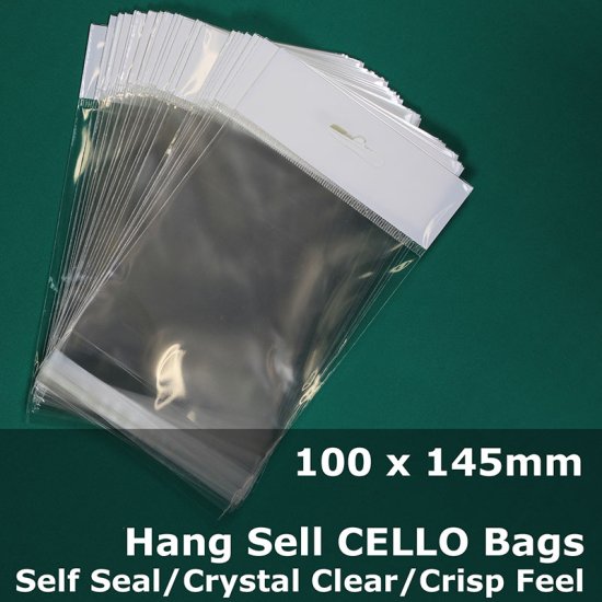 (image for) #PH100150 - 100x150mm Hang Sell Crystal Clear Cello Bags