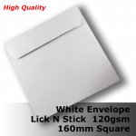#E50CP - 160mm Square White Envelope 120gsm WPnS
